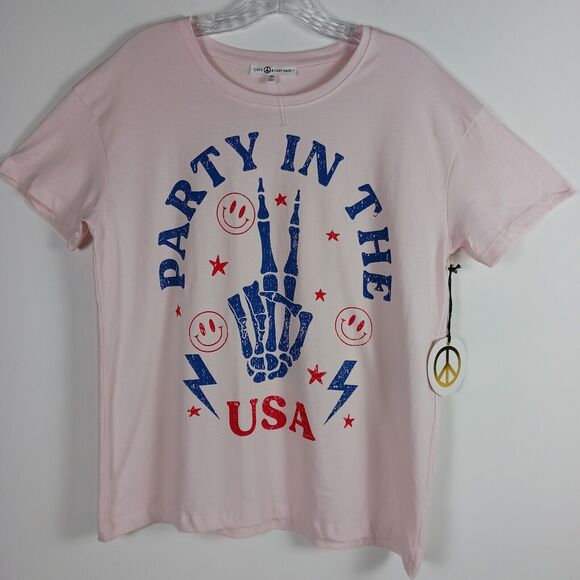 Love Peace and Lazy Days Womens M Party In The USA Tee - Picture 1 of 9